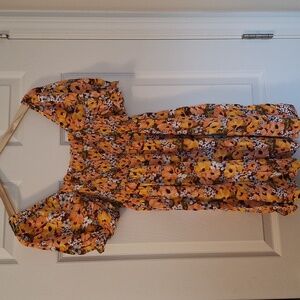 Copper Key Warm Floral Patterned Dress